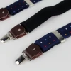 2020 New durable men's shoulder strap, high-elasticity adult hanging belt, solid color 3-clip fashionable business belt for men details Picture